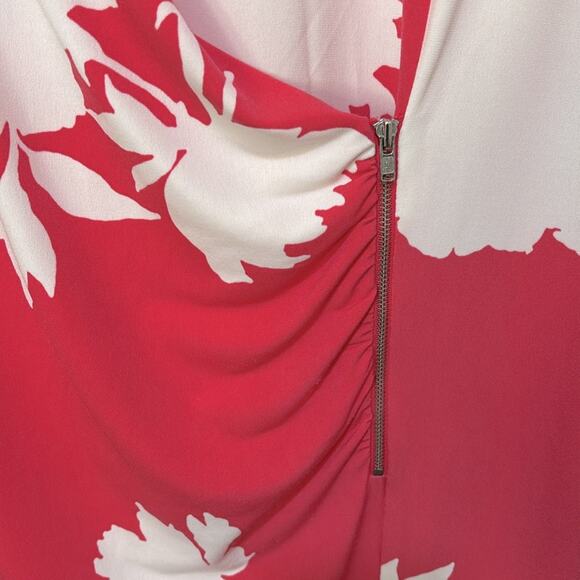 Alfani blouse faux wrap 3/4 sleeve flower print white pink Sz 2X excellent used - Picture 3 of 7